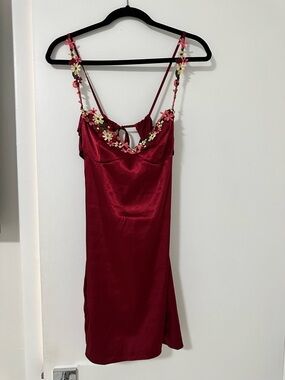 Burgundy red Floral Mini Dress